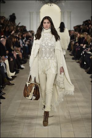 Fringe, boots, and oversized earrings from the Ralph Lauren fall 2015 collection.