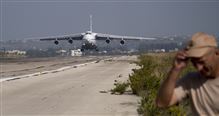 HEMEIMEEM AIRBASE, Syria — Sleek combat jets loaded with precision bunker-buster bombs roar into the skies as soldiers in desert-style uniforms march past rows of neat housing at this Russian military base at one of Syria’s largest airports. The air