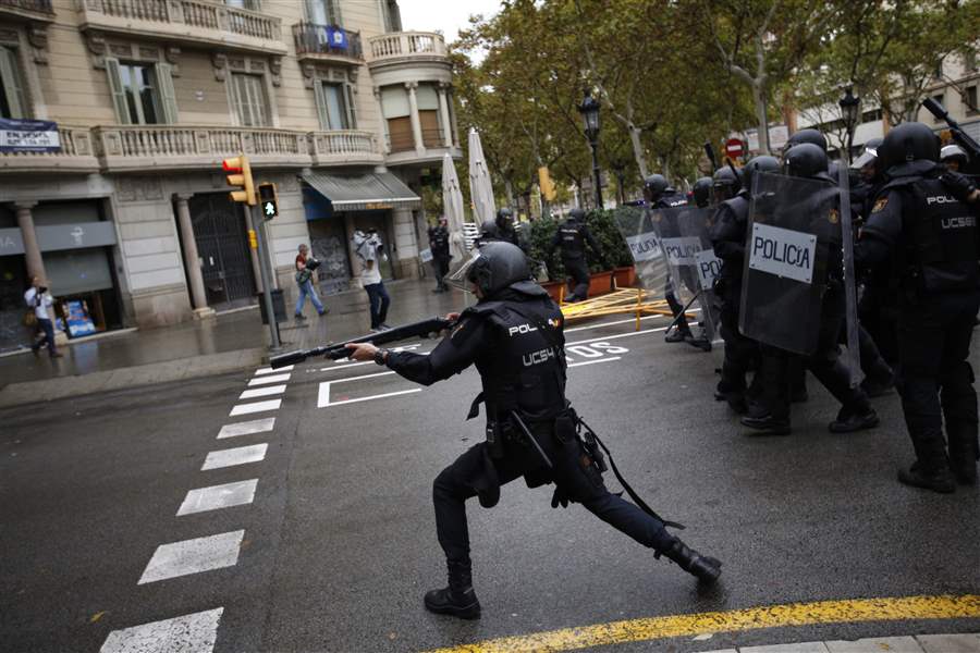 Spanish Police Fire Rubber Bullets Near Voters In
