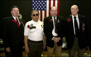 Area veterans James Decant, Jr., Frederick Garcia, Russell Frautschi, and Ivy Church, Sr., from left, were honored.