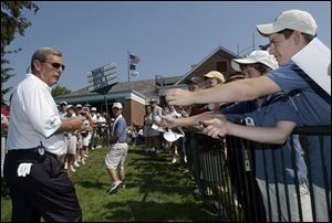 The fans frequently reach out for Fuzzy Zoeller, who says that to play well at Inverness, you have to have every shot in your bag. 