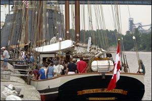 Sightseers tour The Mist of Avalon on the last day of the Tall Ships of Toledo event.