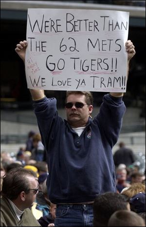 A fan at Comerica Park backs manager Alan Trammell and the Tigers.