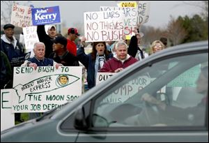 Protestors offer a chilly reception as RNC Chairman Ed Gillespie arrives for the GOP's anual Lincoln Day dinner.