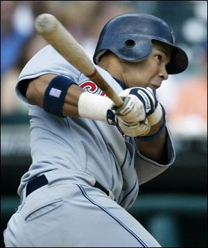 Jody Gerut, who went 4-for-5 for Cleveland, connects for a home run in the 10th inning. He's hitting .417 against Detroit this year.