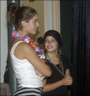 SPLASH ACT: Sara Hetrick, left, and Kassidy Conrad wait at Belmont Country Club.