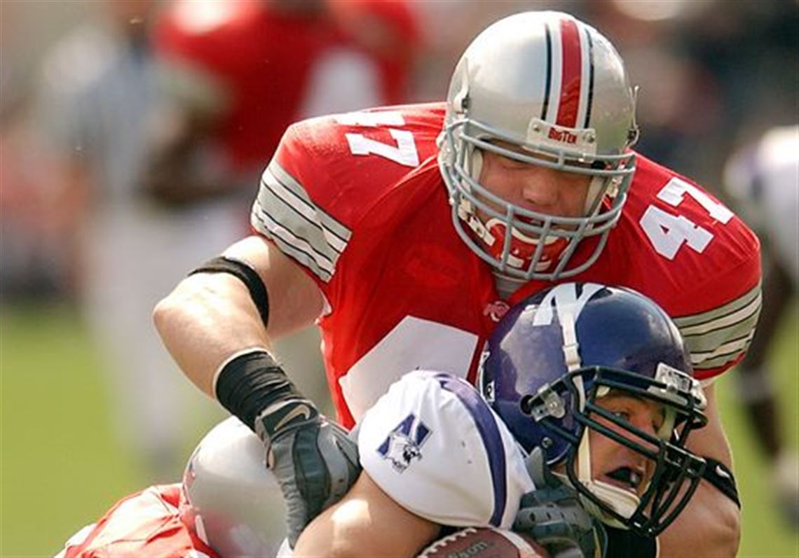 Buckeye Linebackers AJ Hawk, Anthony Schlegel and Bobby Carpenter.