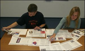 NBR zine07p 1 .jpg  Anthony Wayne High School seniors l to r- Brandon Palinski and Katherine Kopkowski edit the new literary magazine at the school in Whitehouse, OH 04/07/2005. The Blade/Lisa Dutton