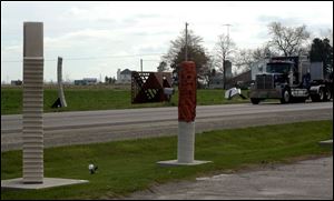 Three dozen huge sculptures line a half-mile stretch of U.S. 223 just south of Blissfield.
