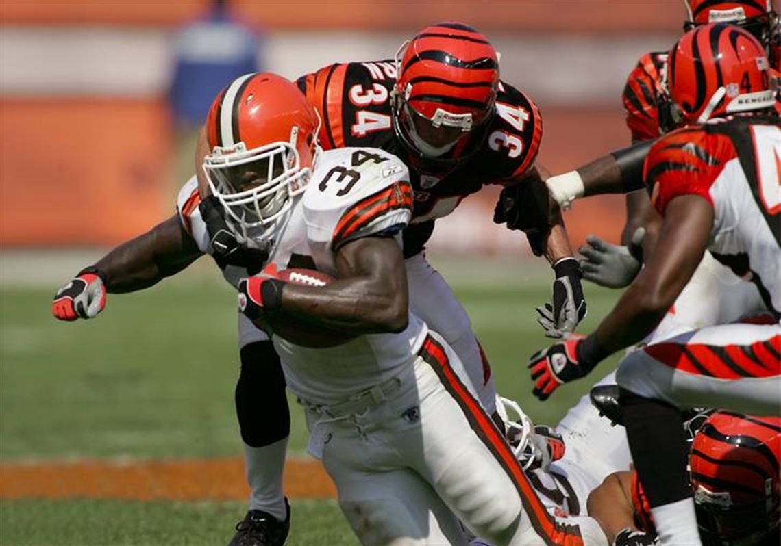 Fullback Mike Pruitt of the Cleveland Browns runs with the