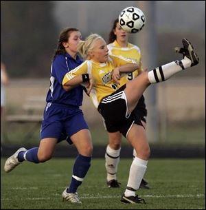 Northview's Kellie Brown attempts a bicycle kick against Anthony Wayne. The Wildcats won with a strong second half.