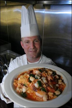 Chef Tim Coonan presents Pasta Ribbons with Shrimp and Scallops Red Sauce.