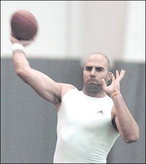 Record-setting Rockets quarterback Bruce Gradkowski works out at the UPMC Sports Complex in his hometown of Pittsburgh, preparing to take his game to the next level.