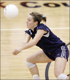 Maggie Busch returns a serve against Edon. The senior, who will
play at Michigan, leads Toledo Christian with 312 kills.
