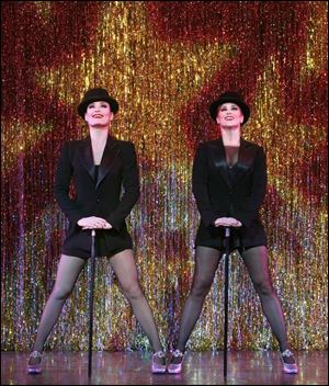 Terra MacLeod, left, as Velma Kelly and Michelle DeJean as
Roxie Hart in the Theater League production of Chicago, which
runs Wednesday through March 11 in the Stranahan Theater.