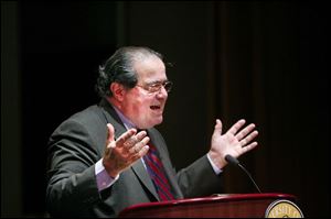 U.S. Supreme Court Justice Antonin Scalia regales the audience at the University of Toledo's Doermann Theater.