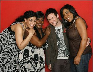 Three weeks of competition remain for the 2007 American Idol final four, from left, Jordin Sparks, LaKisha Jones, Blake Lewis, and Melinda Doolittle.