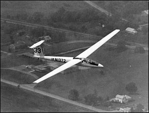 Glider pilot Richard Schreder soars over northwest Ohio in July, 1968. He set three world records for soaring in 1959. 