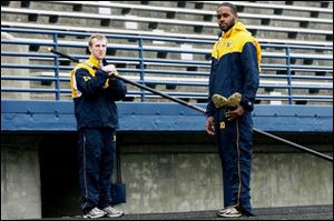 Whitmer seniors Derek Hopkins, left, and Jeremy Jones were both Division I state qualifiers last year. Hopkins finished fourth in the pole vault, while Jones took eighth in the long jump.