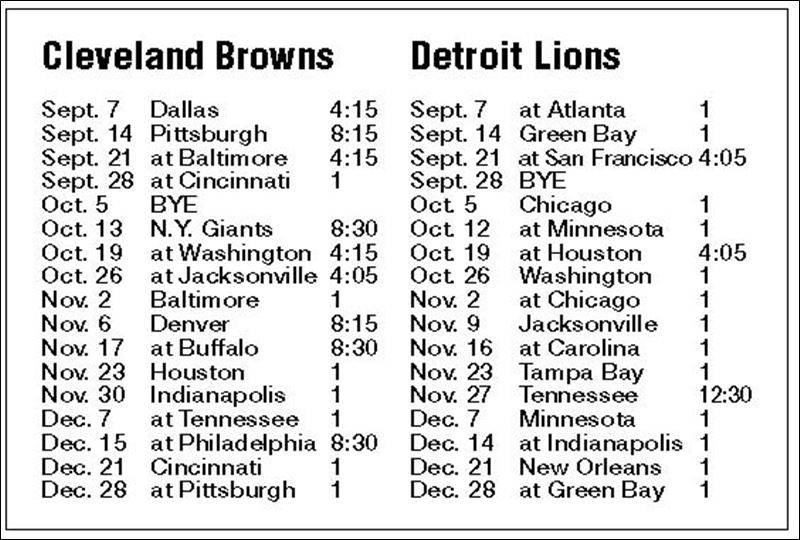 Ford lions schedule #6