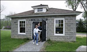 The only remaining parts of the original post office are the cement blocks which were dismantled and painstakingly reassembled. 