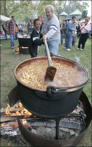  Sept. 23-27: 32nd Annual Apple Butter Making, Sauder Village, 22611 State Rt. 2, Archbold. Guests can watch as cider is boiled down, thinly sliced apples are added, and the apple butter is cooked in copper kettles over an open fire. There will be plenty of other apple-related activities going on throughout the historic village and apple treats for sale. Hours are 10 a.m. to 4 p.m. Tuesday through Friday and 10 a.m. to 5 p.m. Saturday. Admission is $12.50 adults, $6.25 students ages 6-16, and children 5 and under free. Information: 800-590-9755; saudervillage.org
