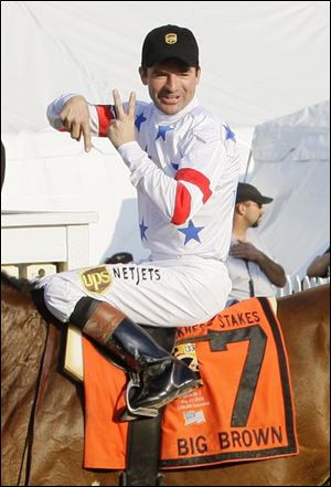 Jockey Kent Desormeaux and Big Brown are two-thirds of the way to winning the Triple Crown.