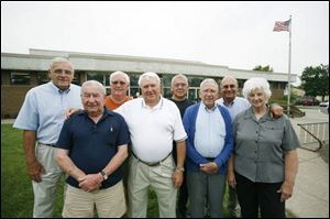 From left, Bill Winkle, Joe Kochanski, Don Montague, Gene LaHote, Dave Alvarado, Jack Kohlhofer, Bill Romp, and Sue Bartus Ricci are planning the reunion.  I essentially grew up at the East Toledo Neighborhood House,  Mr. Montague said. It s now the Family Center.