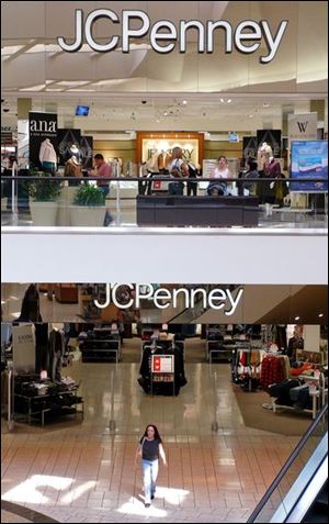 The aisles are nearly empty at a Penney's in Pleasanton, Calif. The chain is among mall-based stores that reported weak results for September.