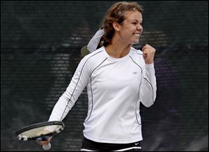 Perrysburg senior Julia Metzger celebrates winning in the second round at the state tournament. She finished as runner-up in Division I.