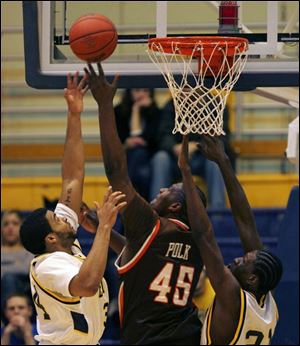 Otis Polk had 8 points and 9 rebounds in the first half, but because of foul trouble finished with 8 points, 10 boards.