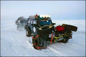 Two Toledo-made Jeep Wrangler Unlimited Rubicons have gone 18,000 miles across Europe and Asia toward North America.