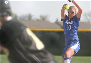 Springfield s Ashlyn Michalak prepares to unleash a pitch Monday afternoon against Perrysburg.
The Blue Devils junior limited the Yellow Jackets to a Stephanie Messenger single in the seventh inning as Springfield got a 4-0 victory.