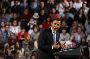 President Obama speaks at a town hall style meeting Fox Senior High School in Arnold, Mo., on Wednesday. 