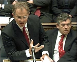 Tony Blair, at the microphone in 2004,  is credited with giving the weekly session before Parliament its current form. Toledo Mayor Carty Finkbeiner said Mr. Blair performed  maginificently,  but his successor, Gordon Brown,  right, is not as impressive.