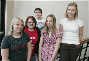 Among the members of the Serving Our Soldiers club at Rossford High are, from left, Tiffany DuPuis, Taylor Sweet, Andy Pena, Jordan Bauer, and Sarah Waggoner.
