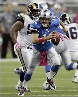 Shaun Hill was the sparkplug the Lions needed on Sunday afternoon. He avoided the Rams' rush and threw for 227 yards and three touchdowns as Detroit got its first victory of the season.