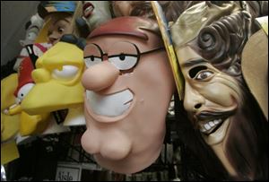 Costume Holiday House on Monroe Street sells pop culture masks like characters from the television shows 'The Simpsons' and 'Family Guy' as well as Burger King's royalty.