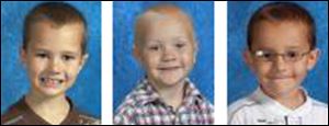 From left: Alexander William Skelton, 7; Tanner Lucas Skelton, 5; and Andrew Ryan Skelton, 9, are the subject of an Amber Alert initiated by police in Morenci, Mich. 