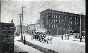 Historic photo of the St. James Hotel, corner of Lagrange and Summit streets. 