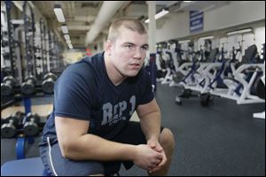 UT senior Kevin Kowalski has been working out in the Larimer Athletic Complex on campus anticipating this week’s NFL draft.