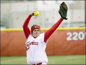 Jordan Ratliff, a Summerfield grad, pitches for the Owens Community College softball team.