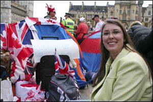 Teresa Cunningham of Butler, Mo., quit her job as a nurse to travel to London. She camped outside Westminster Abbey to be close to the festivities surrounding today's marriage of Prince William and Kate Middleton.