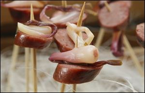 Kielbasa and ramp skewer by Chef Michael
Anthony of Gramercy Tavern in New York.