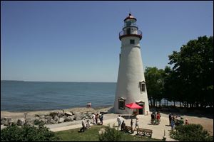 The Marblehead Lighthouse in Marbelhead, Ohio, built in 1821, is 82 feet high and is the oldest lighthouse in continuous operation in the Great Lakes region.