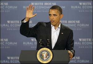 President Barack Obama speaks during the Rural Economic Forum at Northeast Iowa Community College in Peosta, Iowa.