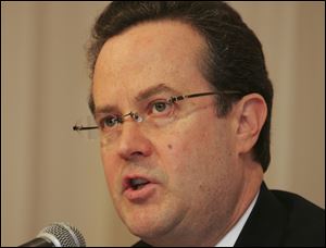 Douglas Peterson, then director and chief executive officer of Citigroup Japan Holdings, speaks at a news conference in Tokyo in 2008. The McGraw-Hill Cos., the parent of Standard and Poor's, on Monday, Aug. 22, 2011 said that S&P president Deven Sharma is stepping down and will be replaced by Peterson, now the chief operating officer of Citibank N.A., Citigroup Inc.'s chief banking arm.