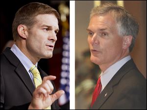 Republican representatives Jim Jordan, left, and Bob Latta stand to gain parts of Lucas County.