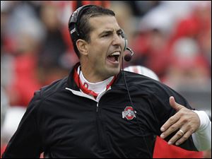 Ohio State's Luke Fickell coaches the Buckeyes against Michigan State on Oct. 1 in Columbus. He says his team needs to focus on the players who can play, not those who are suspended.