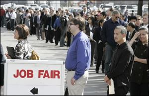 Hundreds of people wait in line to get into a job fair presented by Jobs & Careers Newspaper and Job Fairs in California. A provision in the jobs bill supported by President Obama would prohibit employers with more than 15 workers from refusing to consider -- or offer a job to -- workers who have been unemployed. 